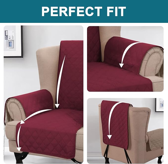 Turquoize 100% Waterproof Wing Chair Cover Wing Armchair Slipcovers Chair Couch - Image 5