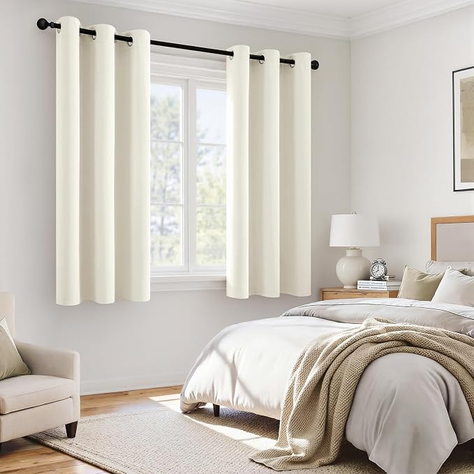 MIULEE Beige White 100% Blackout Curtains - Image 6