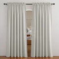RYB HOME Linen Wonven Curtains Light Filtering Privacy UV Protection Window Blinds & Shades Draperies for Basement, Farmhouse, Villa, Boys Girls Bedroom, W 70 x L 95 inch, Grey, 2 Panels Set