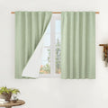 100% Blackout Linen Curtains for Cafe 40 Inch Length 2 Panels | Light Green by LAMIT