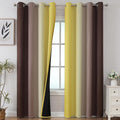 Brown and Yellow Blackout Curtains 52Wx84L Inch 2 Panels | Thermal Insulated by ESTELARTEXTILER