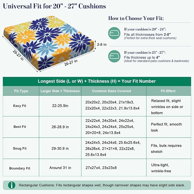 8Pcs Patio Cushion Covers Stretch Outdoor Furniture Protector Slipcovers | - Image 3