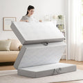 Foldable Mattress Twin 4 inch -Portable White Memory Foam Folding Matress with Washable Cover for Camping Travel Guest Room Home Use-Non-Slip&Easy Storage