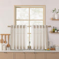 Beige Linen Curtains for Kitchen Windows Over Sink by Nanspring
