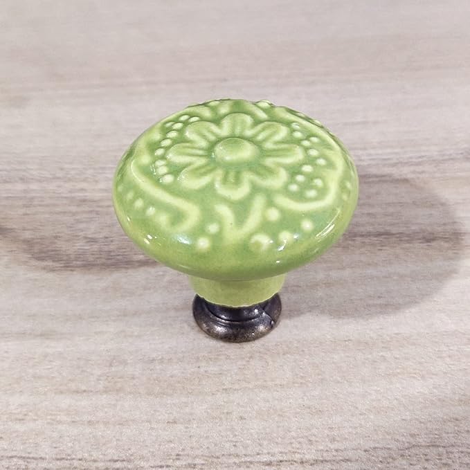 HUAMULAN 15 PCS Cabinet Knobs Glossy Ceramic Dresser Mushroom Table Drawer Cupboard Pull Furniture DIY Wardrobe Solid Color Vintage Handle,with 3 Size Mounting Screws