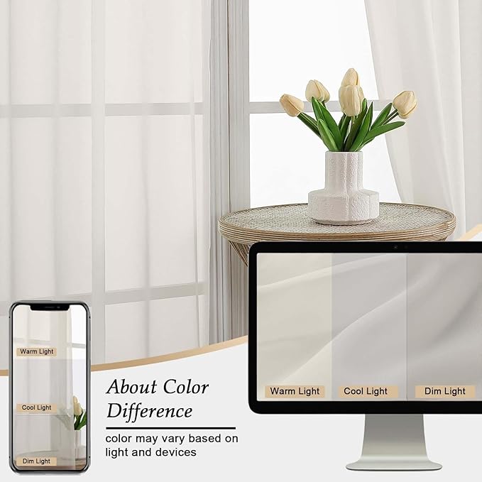 Extra Long Sheer Ivory Curtains - Image 7