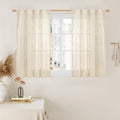 Short Linen Window Curtains 40 Inch Length 2 Panels, 34 x 40 Inch | Beige by LAMIT
