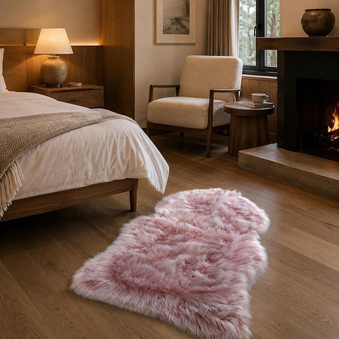 EasyJoy Faux Sheepskin Rug, Fluffy Faux Fur Rug, Ultra Soft Shag Area Rug - Image 3