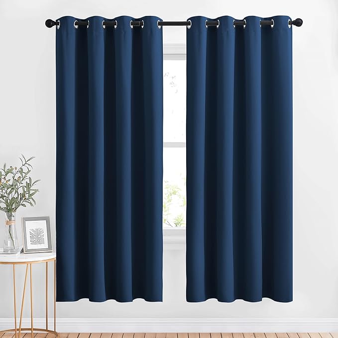 NICETOWN Blackout Curtains Panels for Window - Window Treatment Thermal Insulated Solid Grommet Blackout Drapes for Bedroom (Moroccan Blue, Double Panels, 52 by 72 Inch)