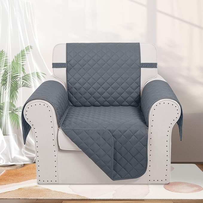 Reversible Recliner Chair Covers, Dark Blue | Chair Covers - Image 6