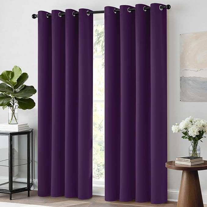 Yakamok Room Darkening Curtains 52x84 inch Length Purple-Living Room | 2 panels - Image 2