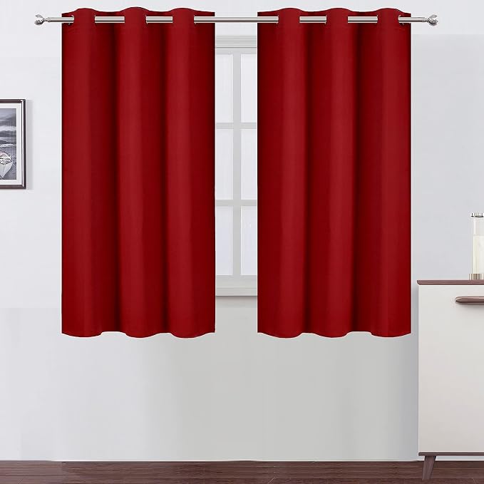 Red Blackout Curtains 34 x 54 Inch Length/Set of 2 Curtain Panels/Thermal by Lemomo
