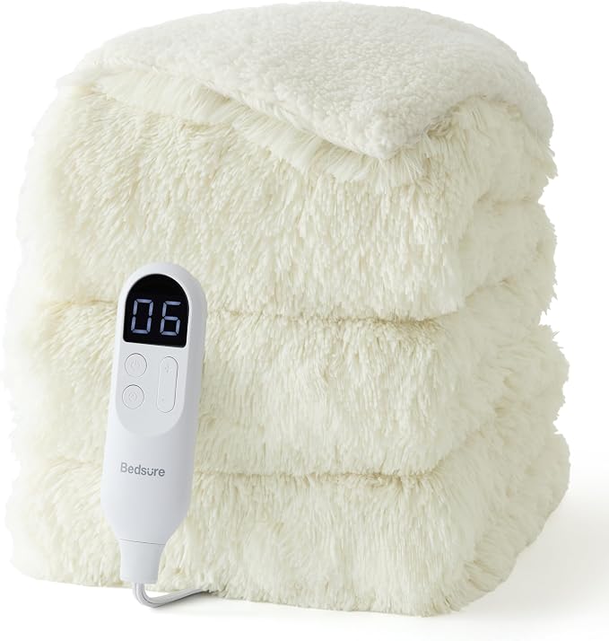 Bedsure Faux Fur Heated Blanket Twin Size, Fast Heating Fluffy Electric Blanket by Unknown