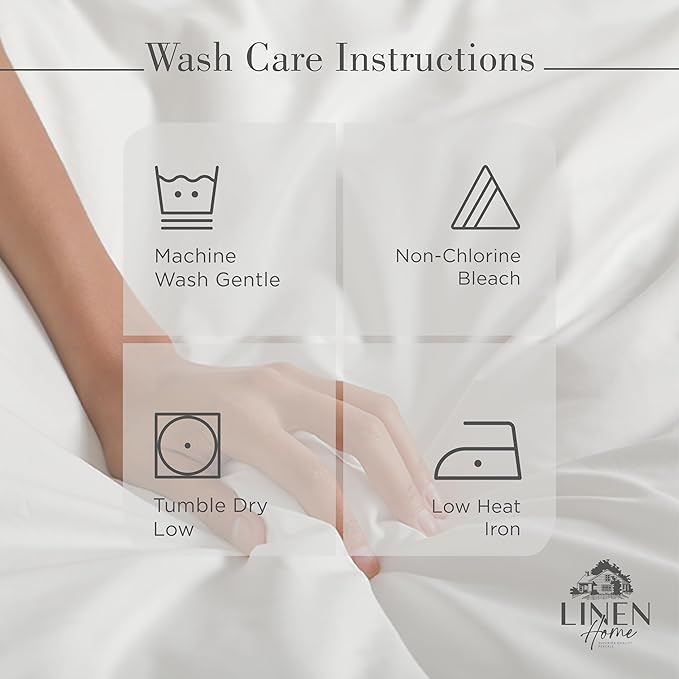 Linen Home 100% Cotton Percale Sheets King Size, White, Deep Pocket, 4 Pieces Set - 1 Flat, 1 Deep Pocket Fitted Sheet and 2 Pillowcases, Crisp Cool and Strong Bed Linen