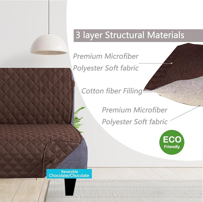 U-NICE HOME Futon Sofa Covers 68''Armless Couch Cover, Chocolate | Washable - Image 3