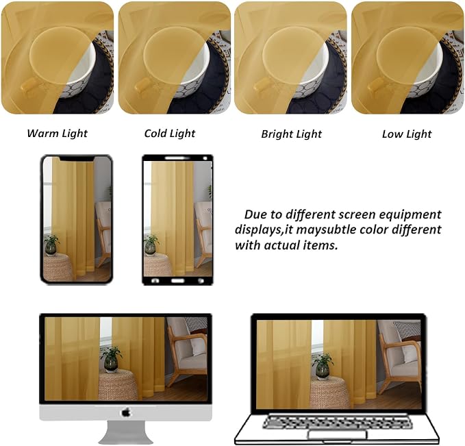 Chyhomenyc Sheer Valances for Windows 2 Pack, Small Window Curtains for Living - Image 8
