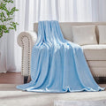Light Blue Fleece Plush Throw Blanket 108"x90"for Couch Fuzzy Cozy Flannel | by JIAHANNHA