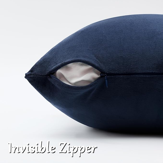 GIGIZAZA Navy Velvet Pillow Covers 18x18 Decorative Pillows Pack of 2 | Blue - Image 4