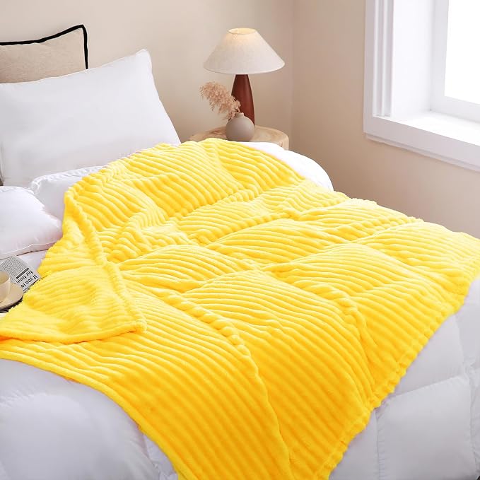 Bright Yellow Fleece Throw Blanket 60”×80” - Image 3