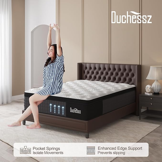 Full Mattress, 14 Inch Hybrid Mattresses Eurotop with Gel Memory Foam,Motion Isolation Individually Wrapped Pocket Coils Breathable Comfort Soft Pressure Relief 100 Night Trial