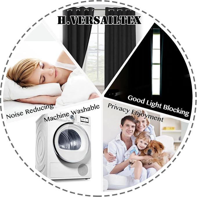 H.VERSAILTEX Linen Blackout Curtains 63 Inches Long 100% Blackout Thermal - Image 8