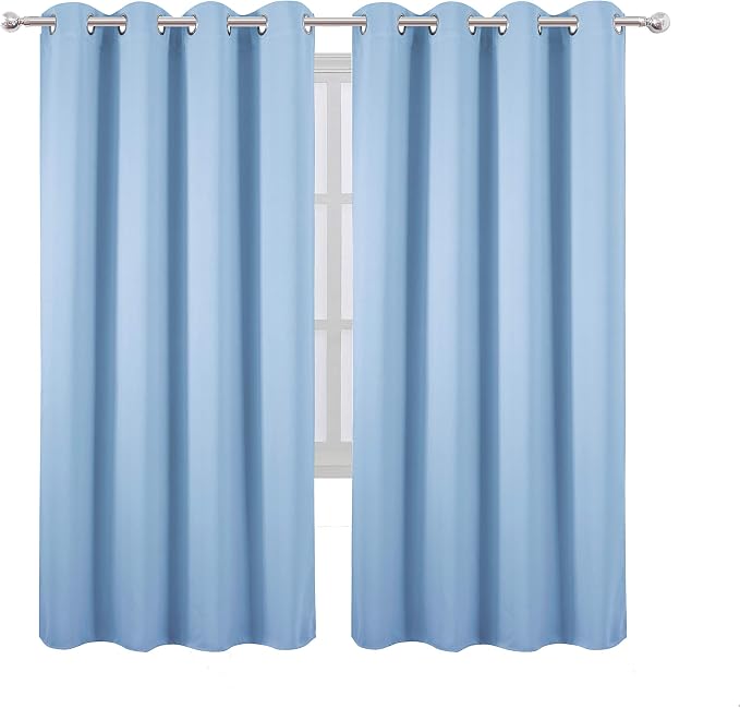 Sky Blue Thermal Blackout Curtains/52 x 72 Inch/Set of 2 Panels Room Darkening - Image 2