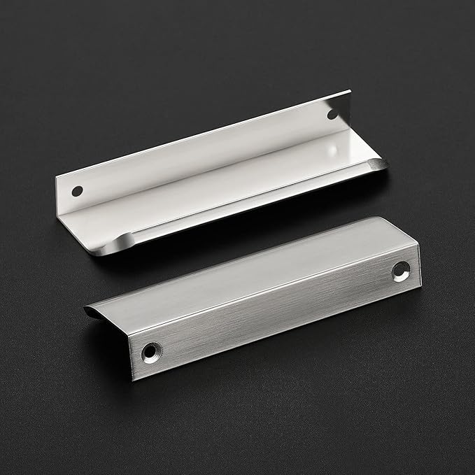Ravinte Hardware 8 Pack Silver Cabinet Handles, 4.75 Inch (120mm) Finger Edge Pulls, 3.75 Inch Hole Center, Finger Pulls for Cabinets