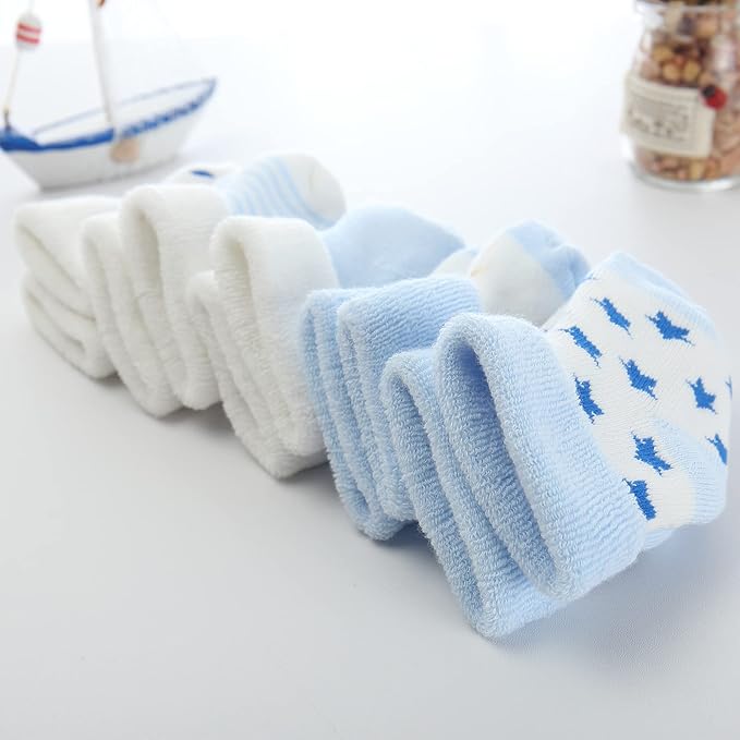 Unisex Baby Terry Socks 5-Pack for Baby boy and girl 0-12 Months Warm Cotton Socks