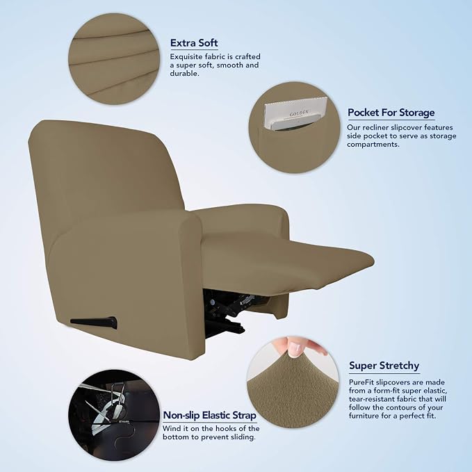 PureFit Stretc Recliner Chair Covers Fleece Soft Couch Covers - Image 3