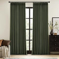MIULEE Olive Green Pinch Pleated 100% Blackout Linen Curtains 40x84 Inches | by MIULEE