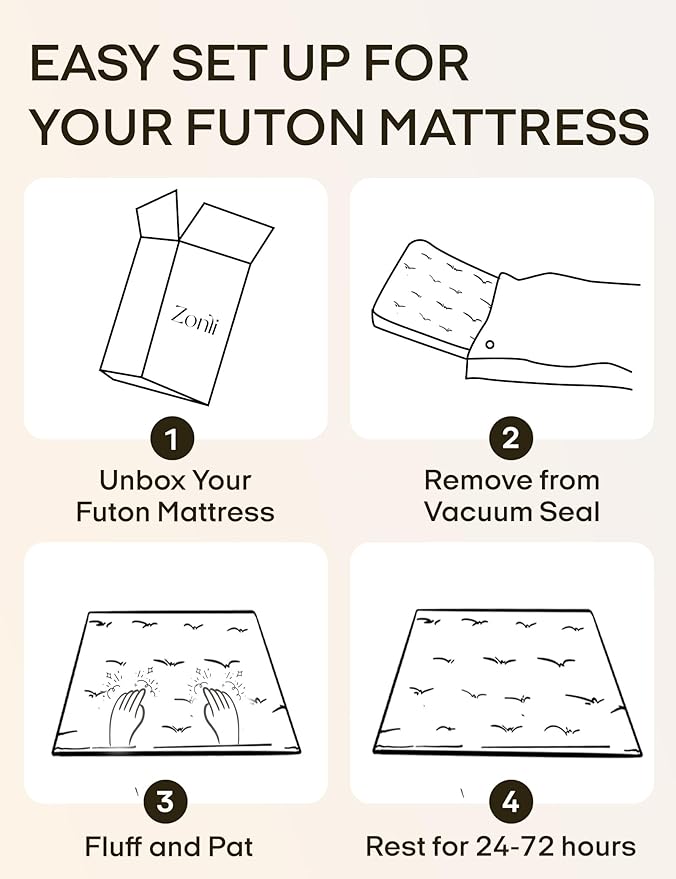 ZonLi Japanese Floor Futon Mattress Full Size 75"x 54", 100% Cotton Cover 4'' Thicken Tatami Mattress, Foldable Sleeping Pad, Portable Dormitory Tatami Mat, Roll Up Floor Lounger Bed for Adult