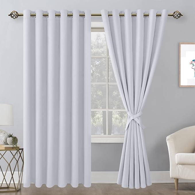 Blackout Curtains for Bedroom 70 x 84 Inches 2 Panels Greyish White | Room - Image 8