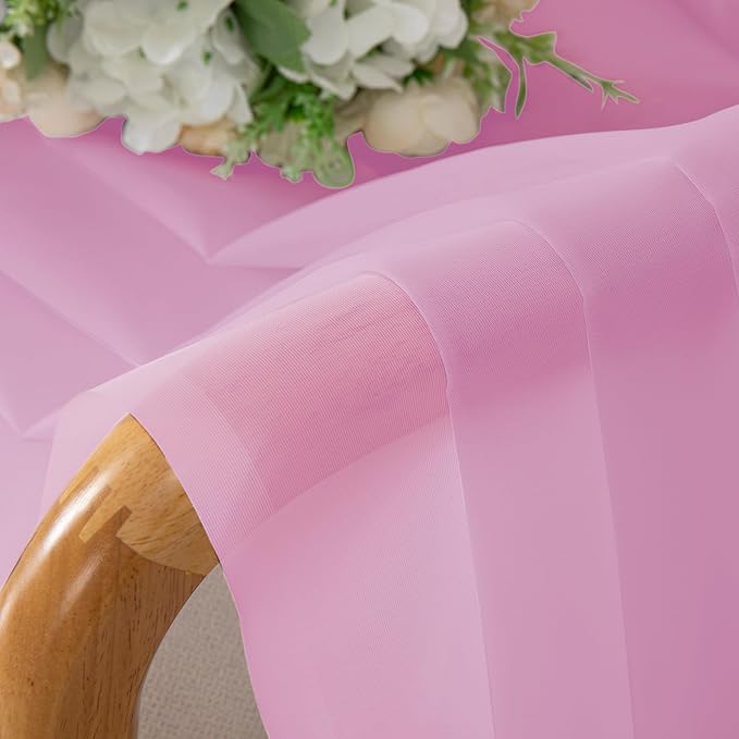 Chyhomenyc Pink Sheer Curtains 72 Inch Length 2 Panels, Light Filtering Soft - Image 4