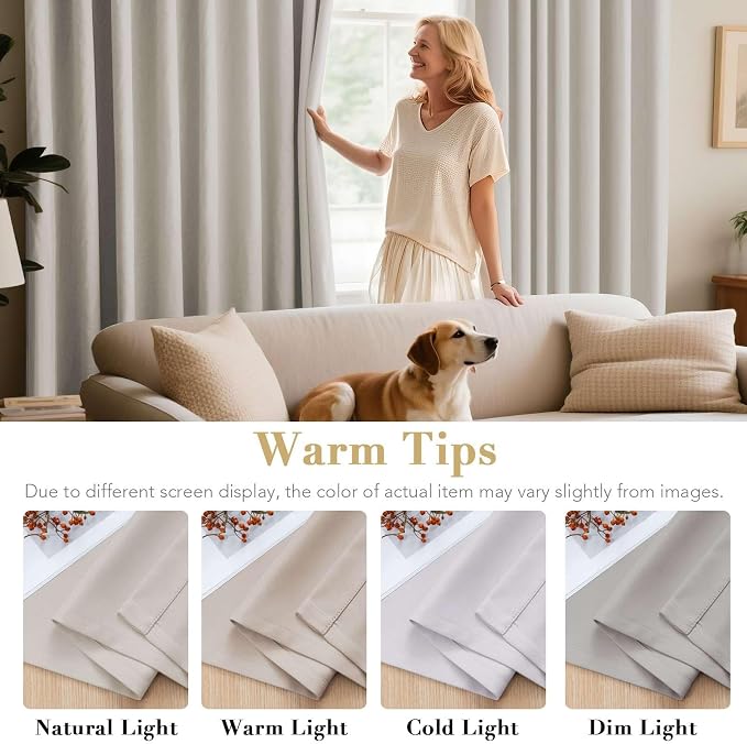 H.VERSAILTEX Ivory Curtains for Bedroom Window Treatment Blackout Thermal - Image 5