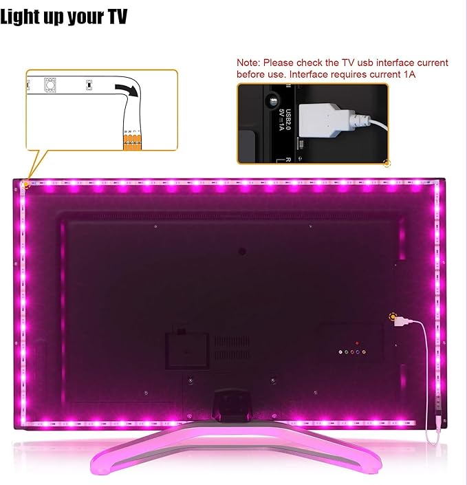 maylit Tv Led Backlight, 22.3ft Led Strip Lights for 85-100in Tv, Tv Lights kit with Remote, RGB Bias Lighting for Room Decor