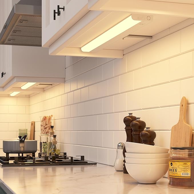 GETINLIGHT 30-inch Hardwired Only 3 Color LED Under Cabinet Lighting, Selectable 3000K/4000K/5000K, Dimmable, Matte White Finished, ETL Listed, IN-0201-14-WH-345K
