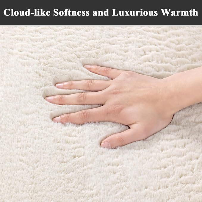 SHACOS Ultra Soft 6x9 Faux Rabbit Fur Area Rugs - Image 4