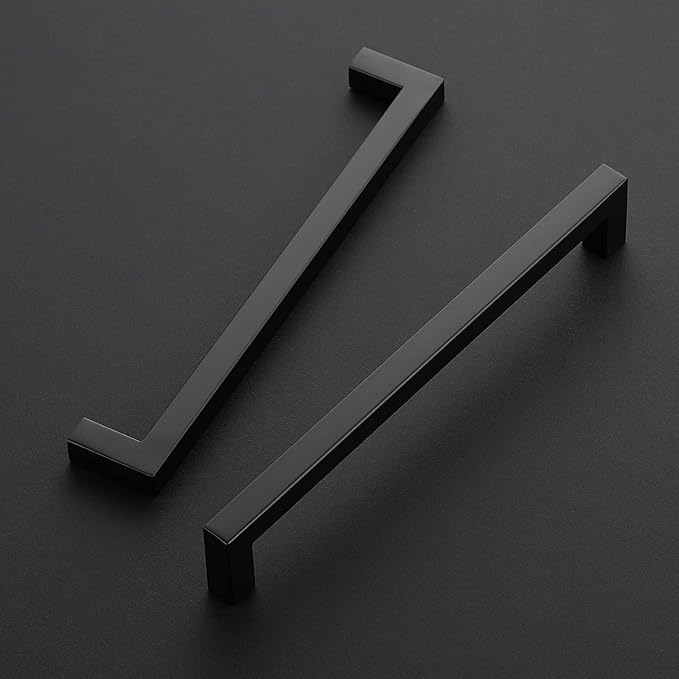 Ravinte 3 Pack 8 Inch Square Cabinet Handles - Matte Black Pulls for Kitchen Drawers and Cabinets - Hardware Handles