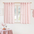 40 Inch Length Linen Curtains for Small Windows Over Silk 2 Panels | Semi Sheer by LAMIT