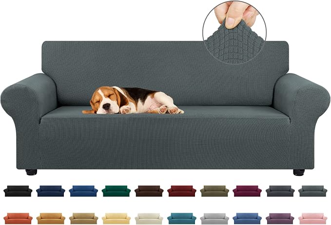 Stretch Couch Covers for Sofa, 3 Cushion Couch Slipcover, Elastic Bottom for by KEKUOU