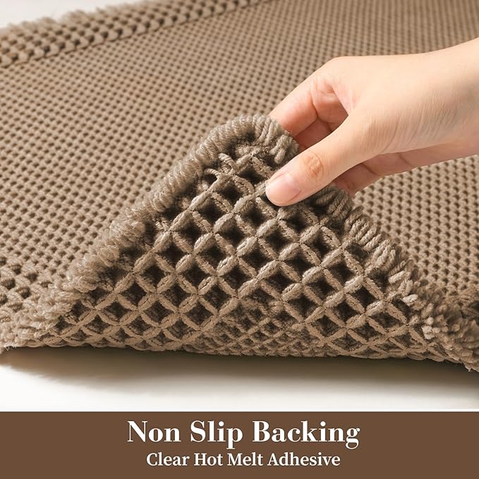 RESARE Waffle Bathroom Runner Rugs, Non Slip Boho Bath Mat 24"x60" Brown | Long - Image 4