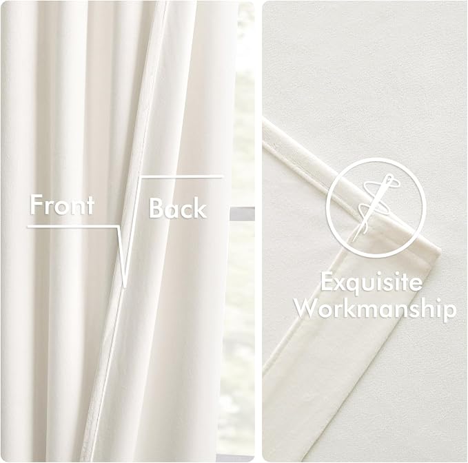 MIULEE Velvet Curtains 50W x 84L 2 Panels Ivory Blackout Curtains | Luxury - Image 6