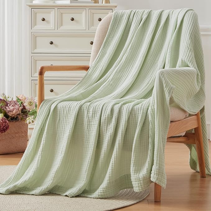 EMME Muslin Blankets for Adults Throw Blanket for Couch Breathable Gauze Soft - Image 8
