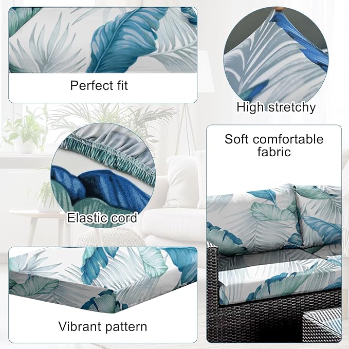 CALBODE 8Pcs Stretch Patio Cushion Covers Outdoor Couch Cover Replacement - Image 3
