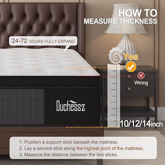 Twin Mattress, 14 Inch Hybrid Mattresses Eurotop with Gel Memory Foam,Motion Isolation Individually Wrapped Pocket Coils Breathable Comfort Soft Pressure Relief 100 Night Trial