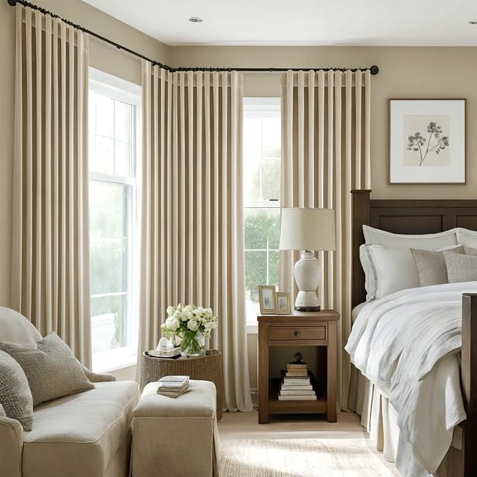MIULEE Velvet Curtains 52x96 inches 2 Panels Beige Blackout Curtains | Luxury - Image 5