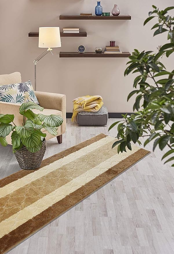 Custom Length Hallway Runner Rug, Slip Resistant, Trellis Beige, 26 Inch X 17 - Image 4