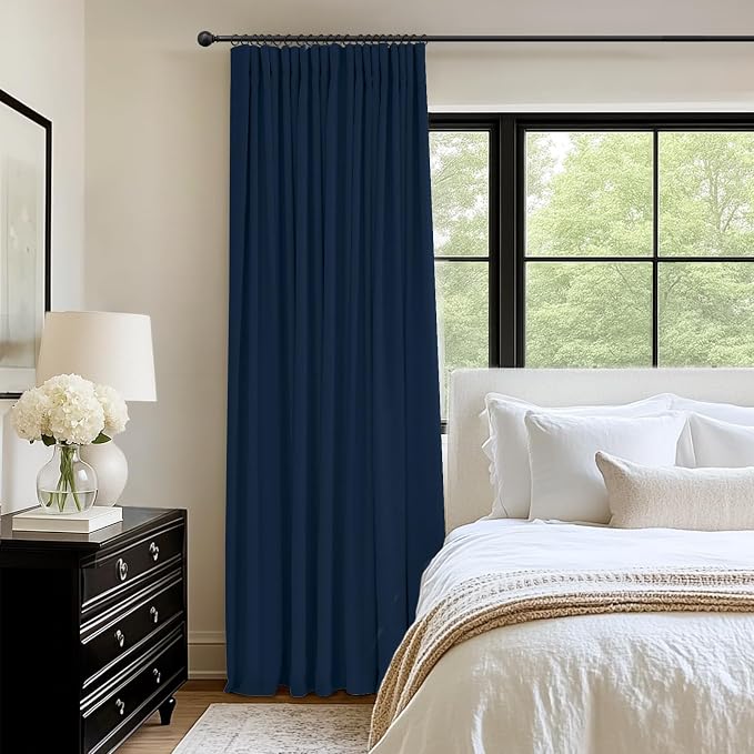 INOVADAY Linen Textured 100% Blackout Sliding Door Curtains 102x84 | Midnight - Image 5