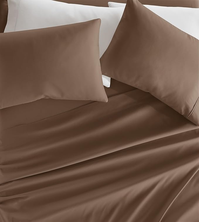 Linen Market Double-Brushed Microfiber California King Sheet Set 4 Piece – Oeko-TEX Certified Ultra Soft & Wrinkle-Free - 16" Deep Pocket Sheets Easy Care Cal-King Size - Taupe