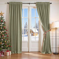 Lazzzy Velvet Blackout Curtains Green 90 Inch Long Thermal Insulated Curtain Heavy Duty Drapes Room Darkening Blackout Curtains Bedroom Window Treatment Set of 2 Panels Rod Pocket Sage